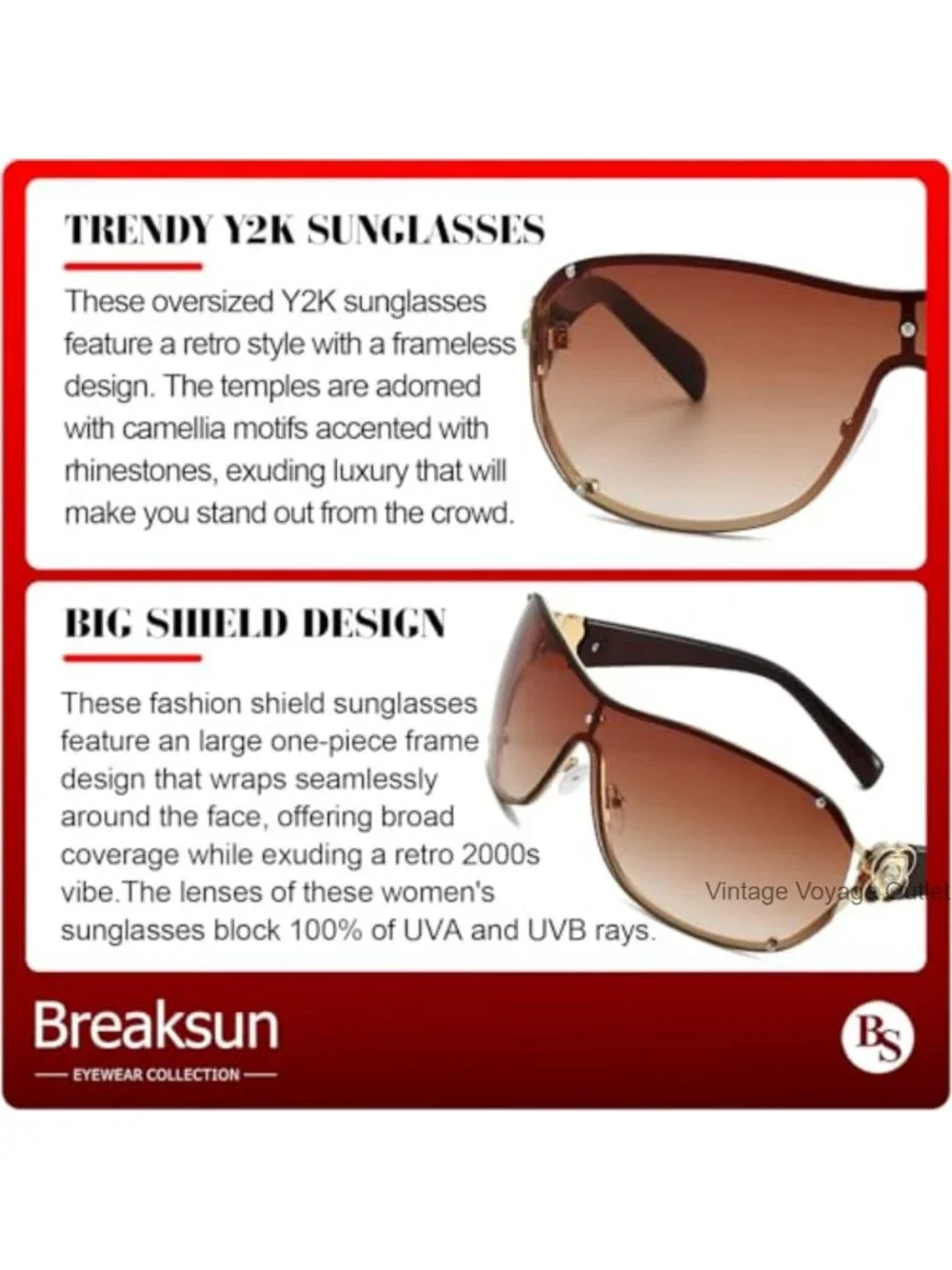 Oversized Y2K Sunglasses Luxury Wrap Around Shield Shades Trendy Rimless